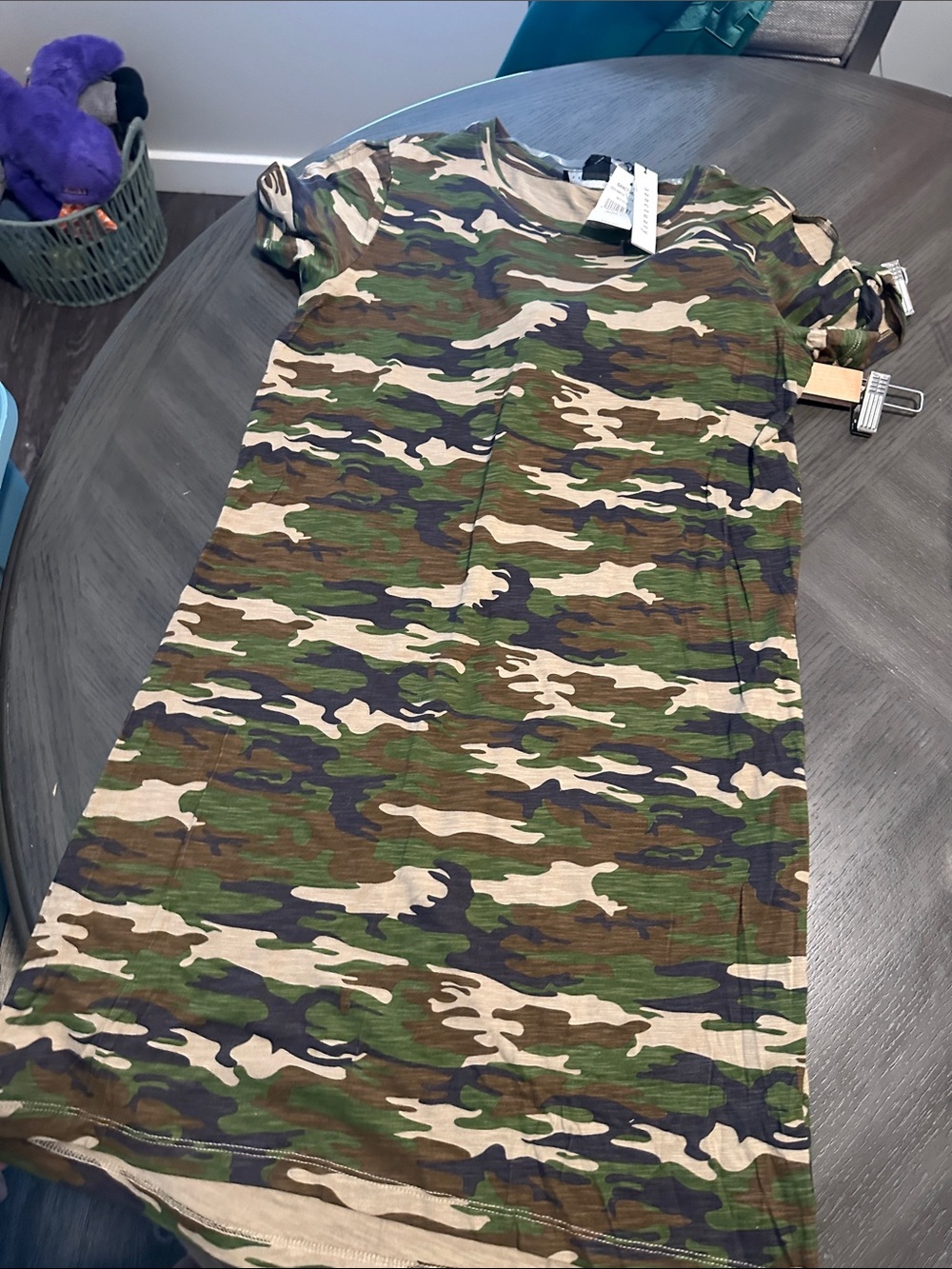 Sanctuary Camo Tee Dress in Green Brown Tan